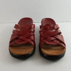Clark's red strappy open toe slide sandals size 10